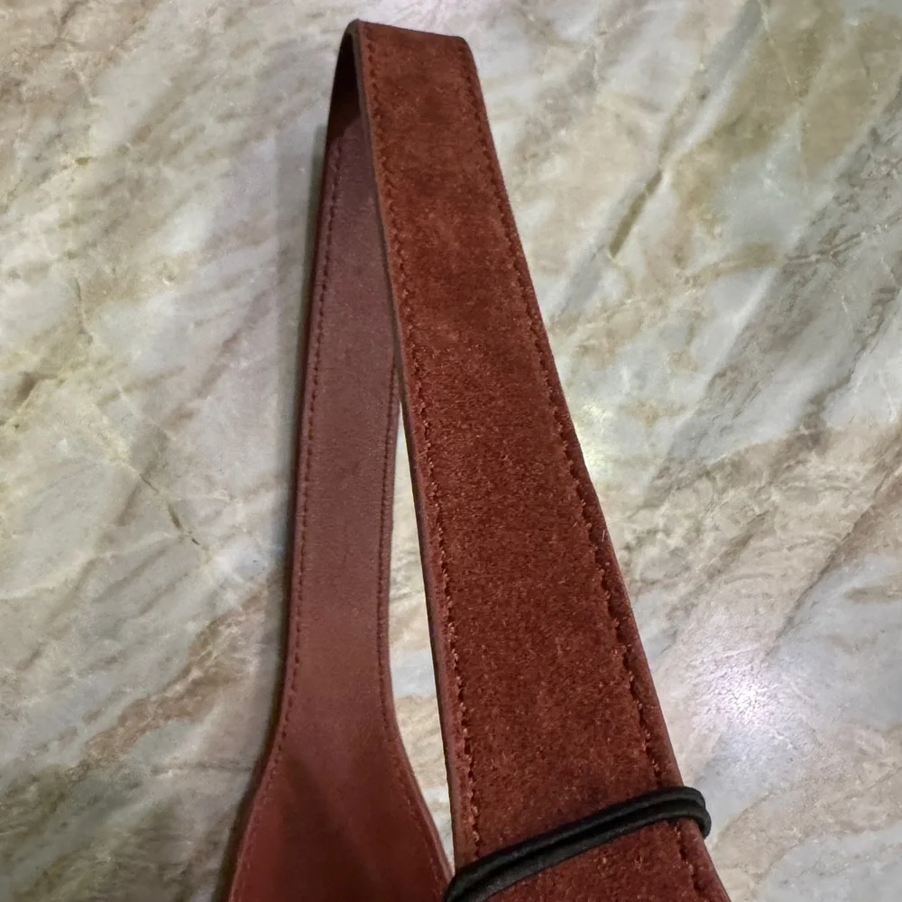 Margot New York Burgundy/Rust Suede Hobo Bucket Bag - Picture 11 of 12